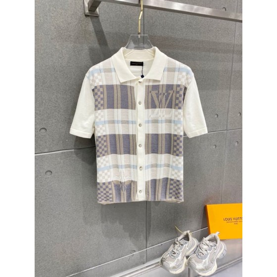 Louis Vuitton embossed jacquard knit crew neck short-sleeved T-shirt